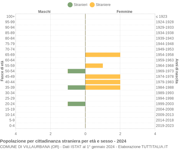 Grafico cittadini stranieri - Villaurbana 2024