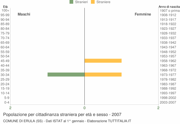 Grafico cittadini stranieri - Erula 2007