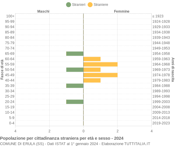 Grafico cittadini stranieri - Erula 2024