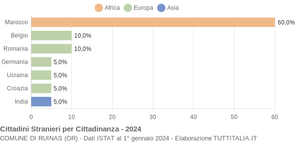 Grafico cittadinanza stranieri - Ruinas 2024