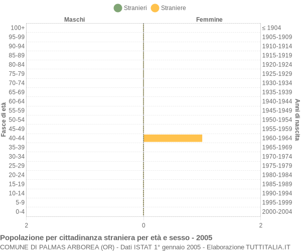 Grafico cittadini stranieri - Palmas Arborea 2005