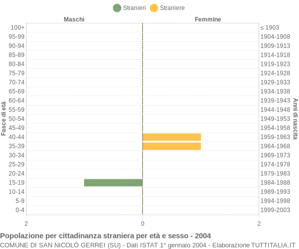 Grafico cittadini stranieri - San Nicolò Gerrei 2004