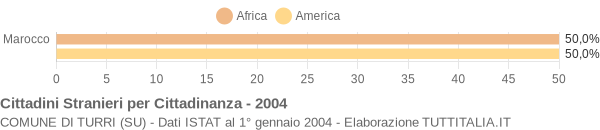 Grafico cittadinanza stranieri - Turri 2004