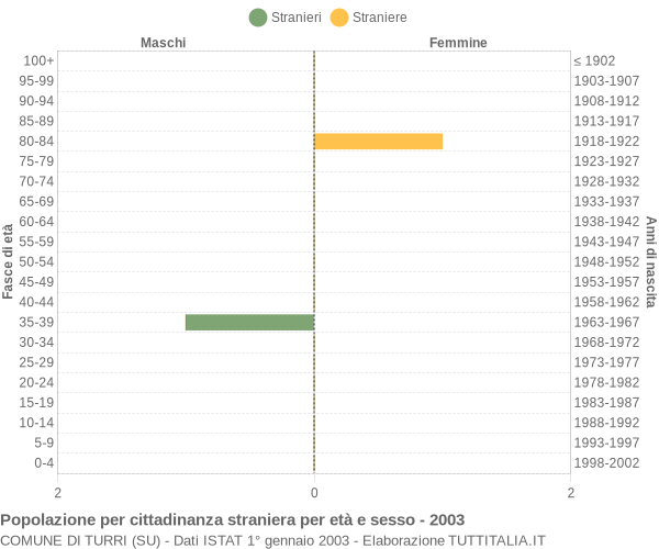 Grafico cittadini stranieri - Turri 2003