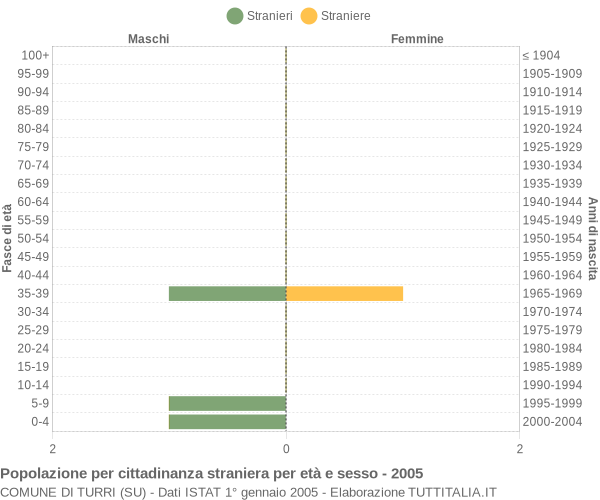 Grafico cittadini stranieri - Turri 2005