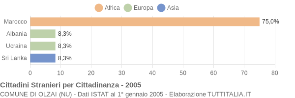 Grafico cittadinanza stranieri - Olzai 2005