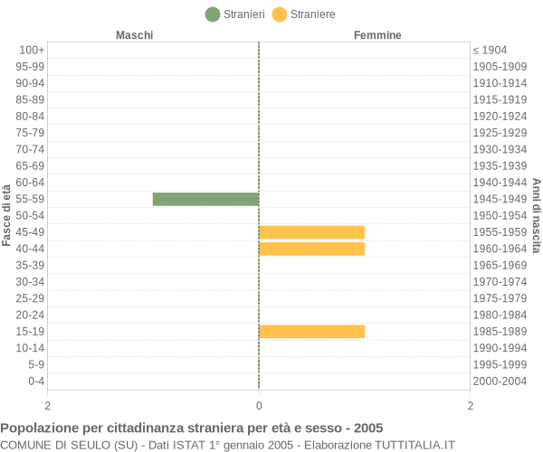 Grafico cittadini stranieri - Seulo 2005