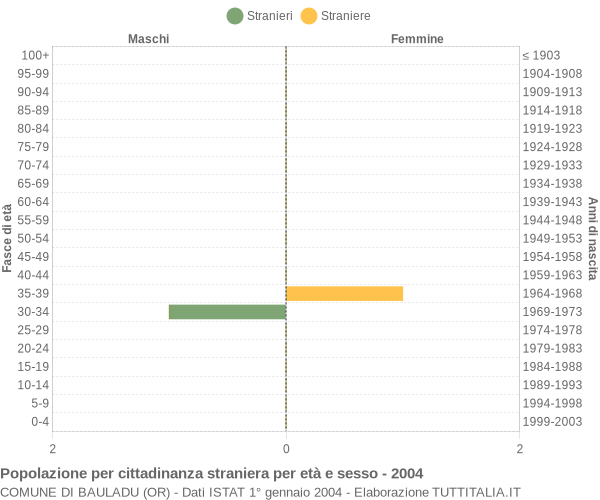 Grafico cittadini stranieri - Bauladu 2004