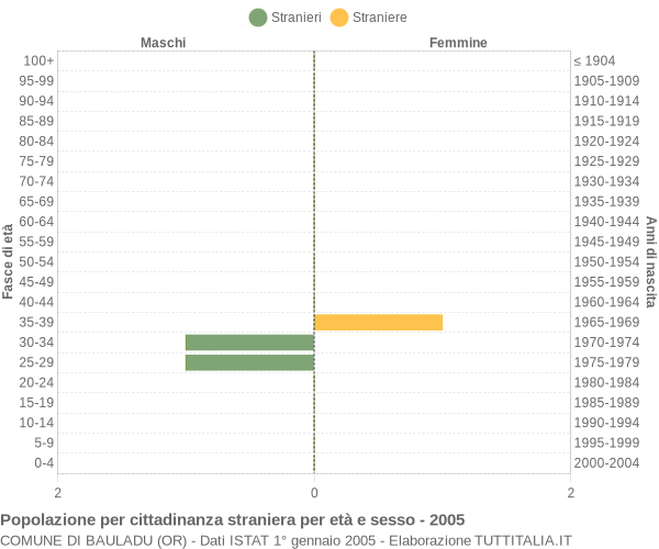 Grafico cittadini stranieri - Bauladu 2005