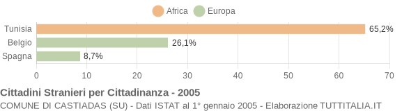 Grafico cittadinanza stranieri - Castiadas 2005