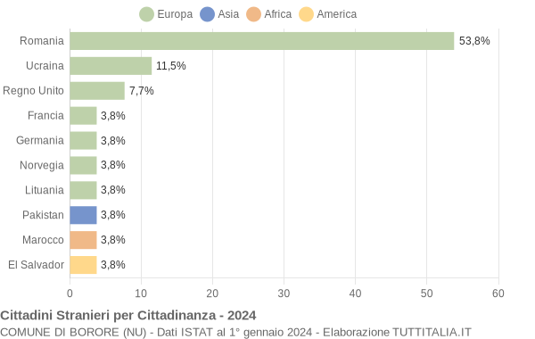 Grafico cittadinanza stranieri - Borore 2024