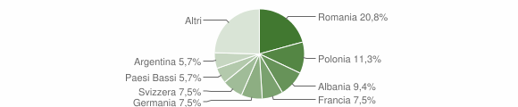 Grafico cittadinanza stranieri - Golfo Aranci 2009