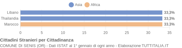 Grafico cittadinanza stranieri - Senis 2006