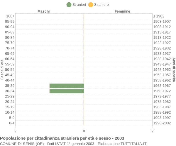 Grafico cittadini stranieri - Senis 2003