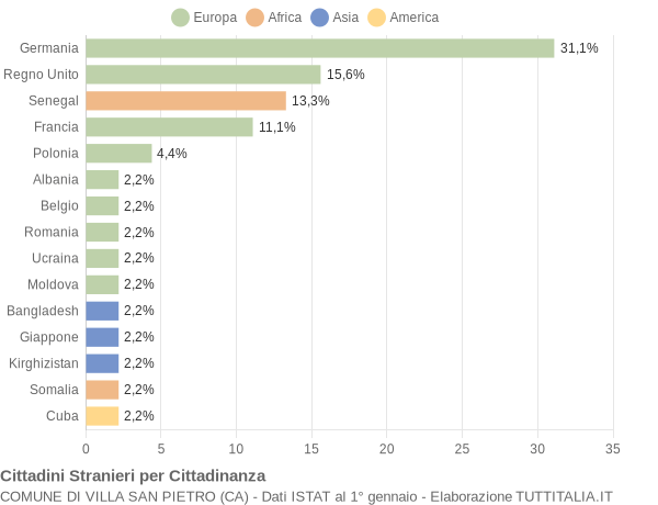 Grafico cittadinanza stranieri - Villa San Pietro 2020