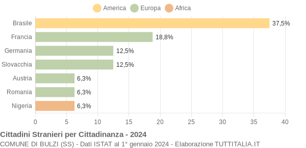 Grafico cittadinanza stranieri - Bulzi 2024