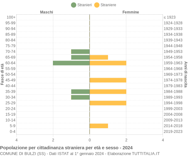 Grafico cittadini stranieri - Bulzi 2024