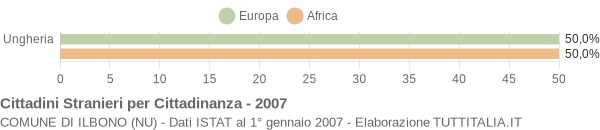 Grafico cittadinanza stranieri - Ilbono 2007