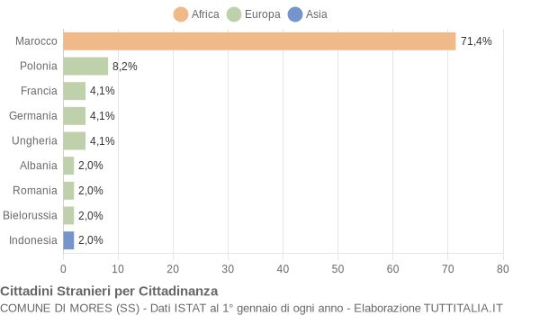 Grafico cittadinanza stranieri - Mores 2007