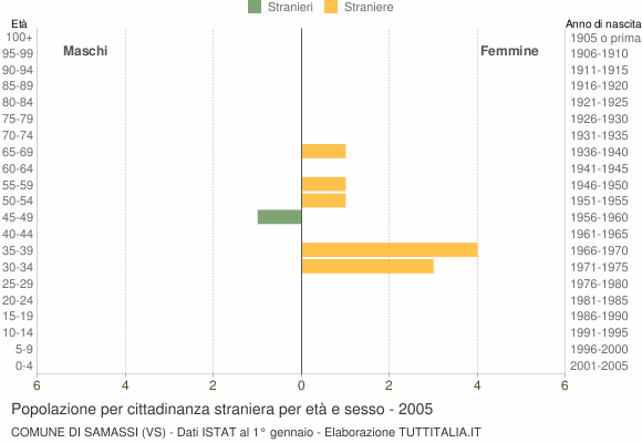 Grafico cittadini stranieri - Samassi 2005