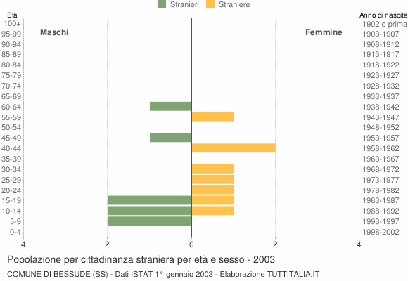 Grafico cittadini stranieri - Bessude 2003