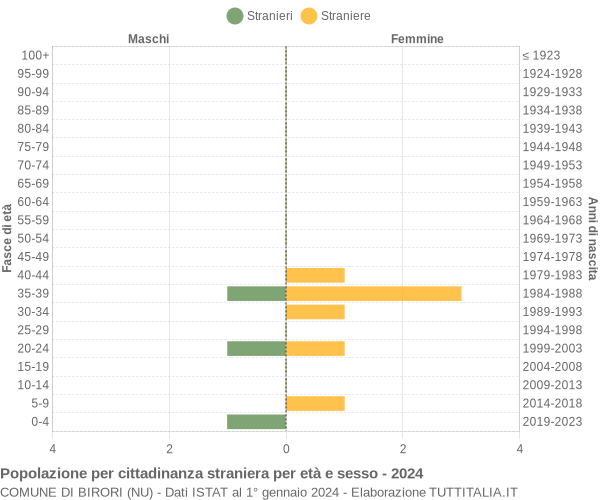 Grafico cittadini stranieri - Birori 2024