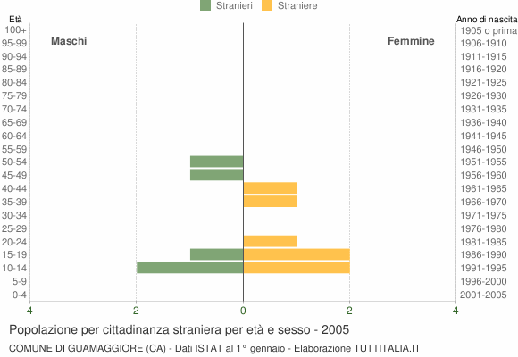 Grafico cittadini stranieri - Guamaggiore 2005