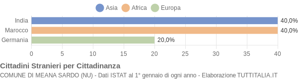 Grafico cittadinanza stranieri - Meana Sardo 2007