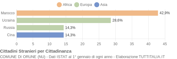 Grafico cittadinanza stranieri - Orune 2004