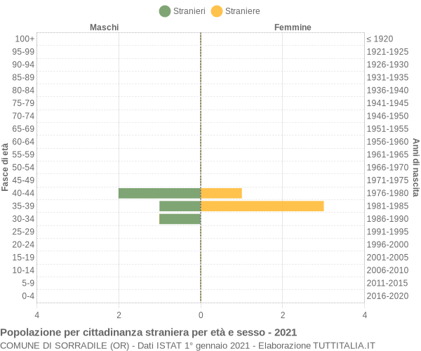 Grafico cittadini stranieri - Sorradile 2021