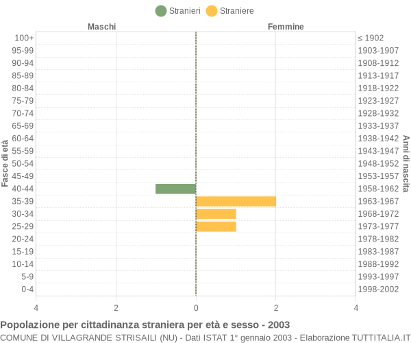 Grafico cittadini stranieri - Villagrande Strisaili 2003