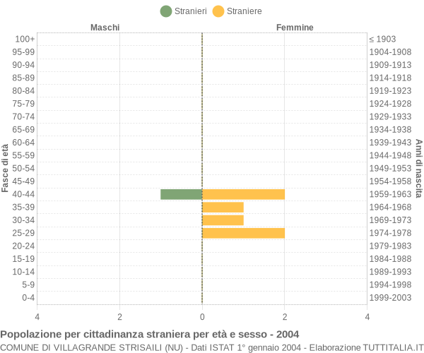 Grafico cittadini stranieri - Villagrande Strisaili 2004