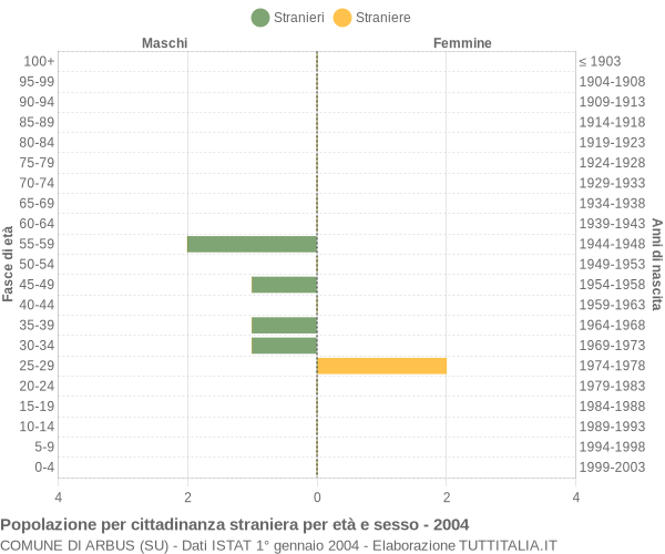 Grafico cittadini stranieri - Arbus 2004