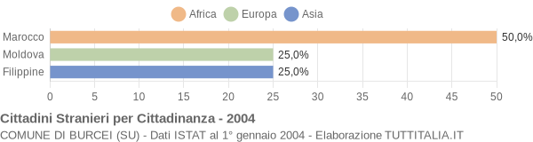 Grafico cittadinanza stranieri - Burcei 2004