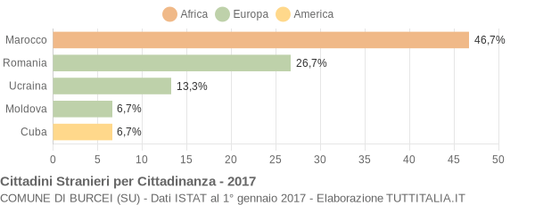 Grafico cittadinanza stranieri - Burcei 2017