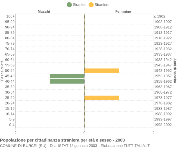 Grafico cittadini stranieri - Burcei 2003