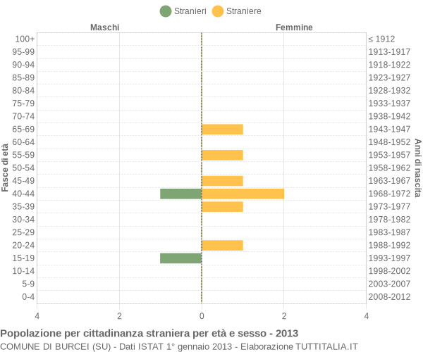 Grafico cittadini stranieri - Burcei 2013