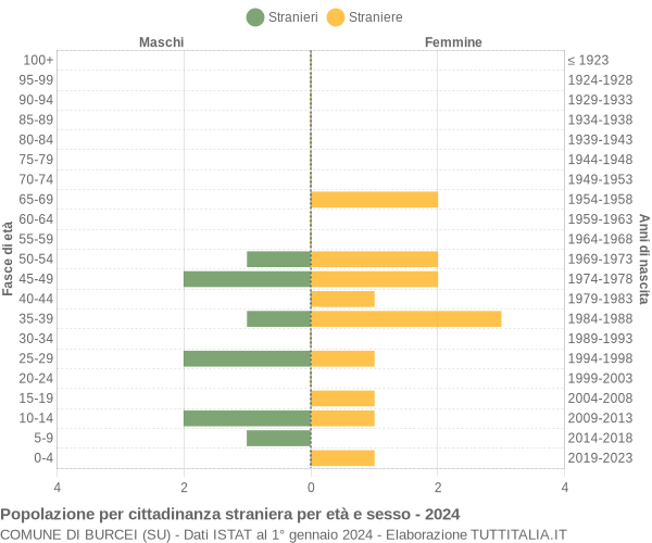 Grafico cittadini stranieri - Burcei 2024