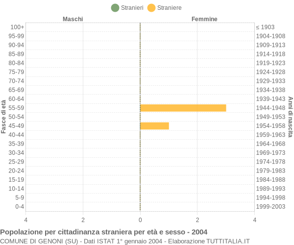 Grafico cittadini stranieri - Genoni 2004