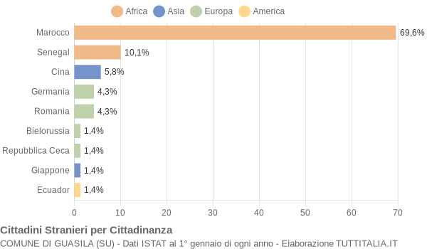 Grafico cittadinanza stranieri - Guasila 2013