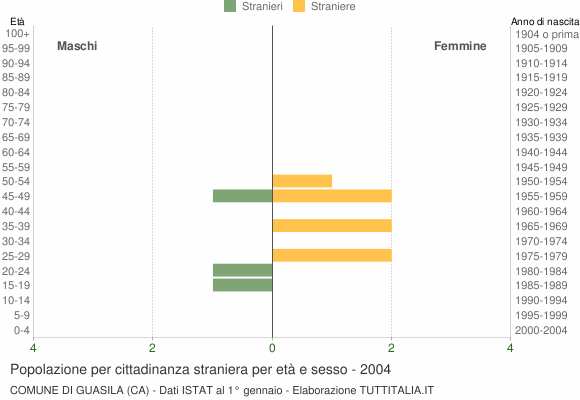 Grafico cittadini stranieri - Guasila 2004
