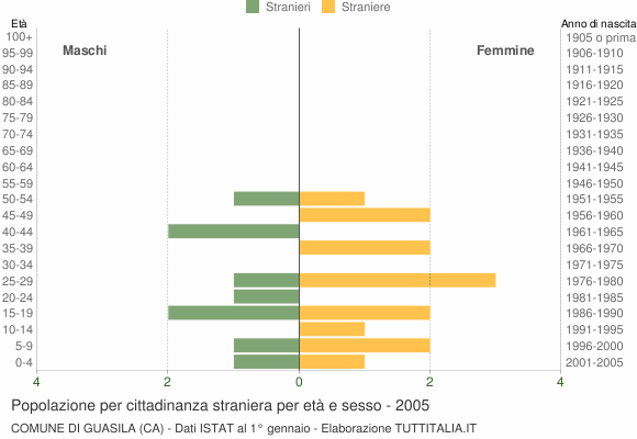 Grafico cittadini stranieri - Guasila 2005