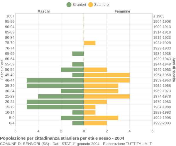 Grafico cittadini stranieri - Sennori 2004