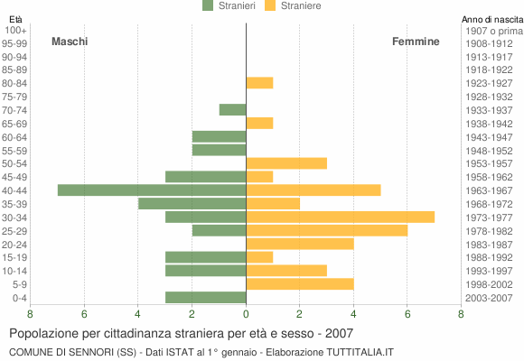Grafico cittadini stranieri - Sennori 2007
