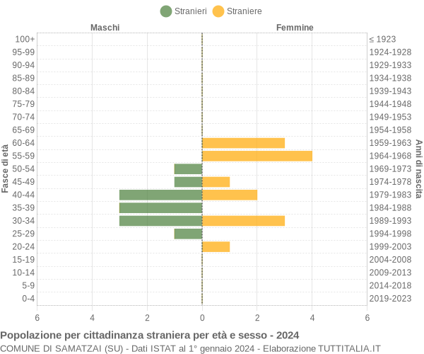 Grafico cittadini stranieri - Samatzai 2024