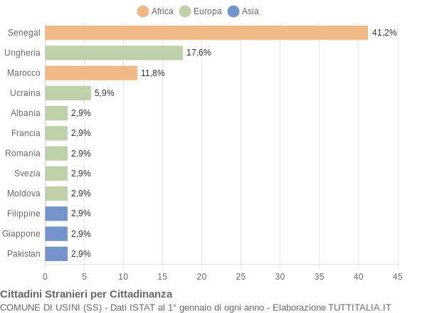 Grafico cittadinanza stranieri - Usini 2006