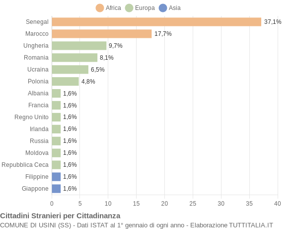 Grafico cittadinanza stranieri - Usini 2011