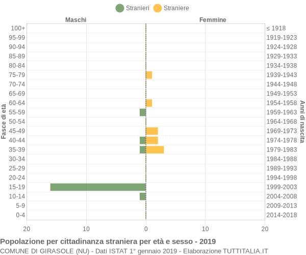 Grafico cittadini stranieri - Girasole 2019