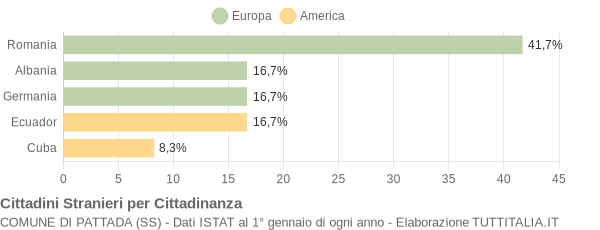 Grafico cittadinanza stranieri - Pattada 2005