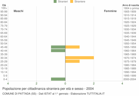 Grafico cittadini stranieri - Pattada 2004